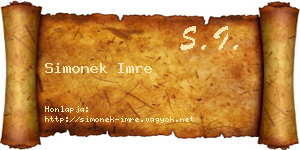 Simonek Imre névjegykártya